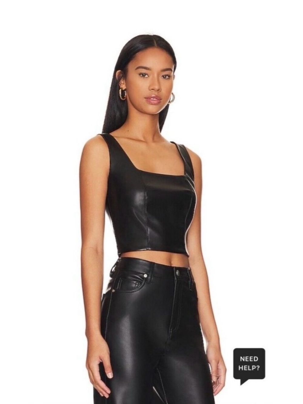 LBLC the label Black Faux Leather Crop Top & High-Waist Pants Set
